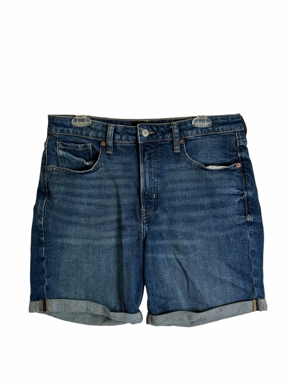 Old Navy Medium Wash OG Straight High Rise Cuffed Denim Shorts Women’s Sz 12